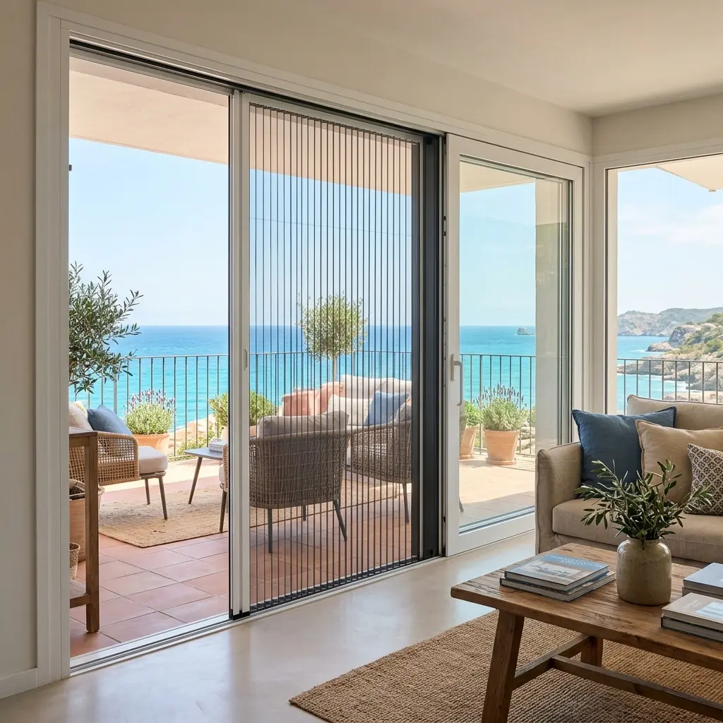 Mosquitera plisada a medida en puerta de terraza